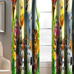 BELLA TRUE Yellow & Green 2 Pieces Abstract Black Out Long Door Curtains-picture-13