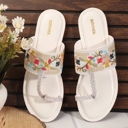 Anouk Women Ethnic Embroidered Open Toe Flats-18