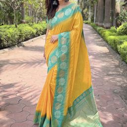 Aldwych Floral Printed Zari Designer Banarasi Saree-image-64