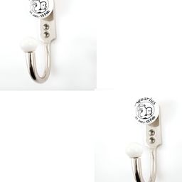 IndianShelf Silver-Toned & White 2 Pieces Aquarius Printed Ceramic Aquarius Wall Hooks-image-61