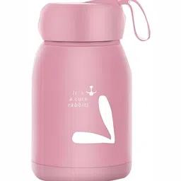 We3 Pink & White Rabbit Printed Glass Water Bottle-image-8