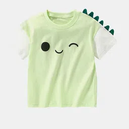 YK Girls Green Round Neck Short Sleeves Cotton Causal T-shirt-picture-36