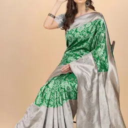 ZILVIRA Ethnic Motifs Banarasi Saree with Unstitched Woven Blouse-picture-27