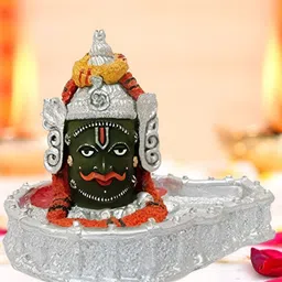 DARIDRA BHANJAN Silver-Toned Mahakal Shivling Religious Idol Showpiece-98