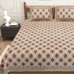 Urban Jaipur Red & Yellow Floral 186 TC King Bedsheet with 2 Pillow Covers-image-21