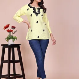 MISS CLOTHING Women Ethnic Motifs Embroidered V-Neck Thread Work Thread Work Kurti-picture-10