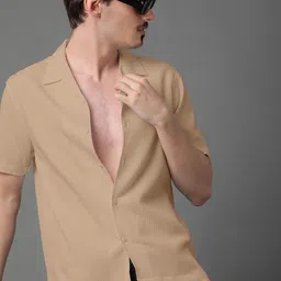 Moda Rapido Men Textured Cuban Collar Casual Shirt-picture-11