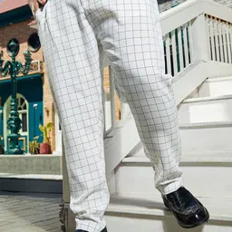 Instafab Plus Men Checked Relaxed Trousers-image-46
