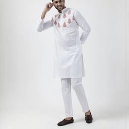 PulseIQ Men White Kurtas-image-39