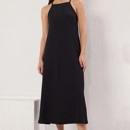 Trendyol Women Solid Shoulder Straps A-Line Midi Dress-picture-38
