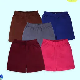 KiddoPanti Girls Pack of 5 Regular Fit Shorts-image-43