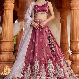 panchhi Embroidered Beads and Stones Semi-Stitched Lehenga & Unstitched Blouse With Dupatta-12