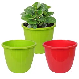 Kuber Industries Pack Of 3 Red & Green Textured Planters-93
