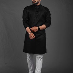 Enmozz Men Black Blended Kurtas-picture-23