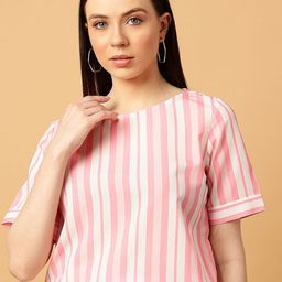 MINT STREET Women Vertical Striped Round Neck Top-image-39