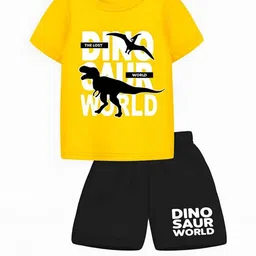 OSAMWEAR Kids Dinosaur World Printed T-shirt & Shorts Clothing Set-11