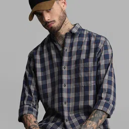 Klub Fox Men Slim Fit Spread Collar Tartan Checked Cotton Casual Shirt-picture-11