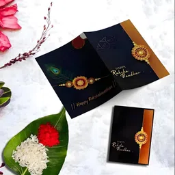 DeoDap Set of 3 Rakhi Roli Chawal Coin & Greeting Card With Camera Lens Box image 3