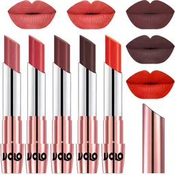 VOLO Set Of 5 Creme Matte Lipstick-3.5g Each-Light Peach- Peach- Coffee- Chocolate- Coral-image-80