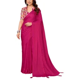 VS MALL Pink Polyester Sarees-image-6