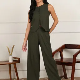 all about you Self Design Round Neck Waistcoat With Trousers-image-22