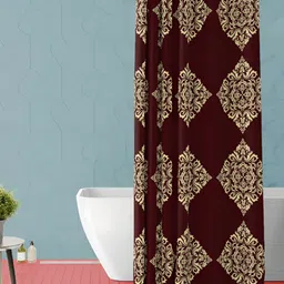 ArtzFolio Maroon & Brown Printed Waterproof Shower Curtain-image-36