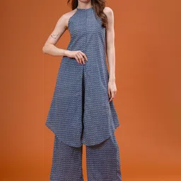 Chandbaali Printed Pure Cotton Halter Neck Tunic With Palazzos Co-Ords-picture-16