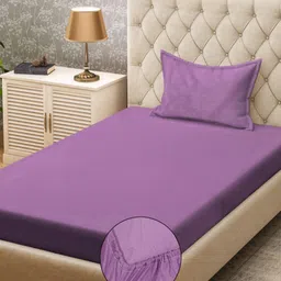 Myntra Elegant Homes Purple 300 TC Single Bedsheet with 1 Pillow Covers-picture-14