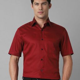 Louis Philippe Men Classic Spread Collar Solid Cotton Formal Shirt-picture-7