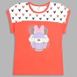 Blue Giraffe Girls Minnie Mouse Printed Applique T-shirt-image-45