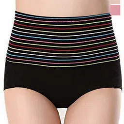 Taslar Pack Of 3 Striped Cotton Hipster Briefs 036TLARBREF_BLK_CRM_LPNK-image-4