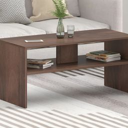 bluewud Brown Textured Wooden Rectangle Coffee Table-image-22