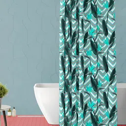 ArtzFolio White & Green Printed Waterproof Shower Curtain-image-10