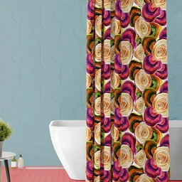 ArtzFolio Pink & Peach Colored Printed Waterproof Shower Curtain-17