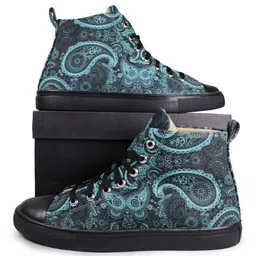 KobSook Men Printed Round Toe Comfort Insole Canvas Sneakers-10