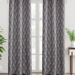Home Centre Sketch Acanthus Grey & Black 2 Pieces Geometric Black Out Door Curtains-picture-16