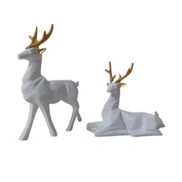 Afterstitch Set Of 2 White Deer Showpiece-29