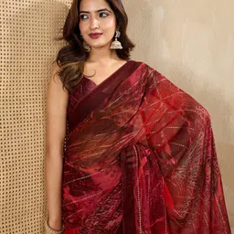 KALINI Geometric Printed Pure Georgette Saree-picture-11