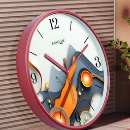 RANDOM White & Grey Printed Contemporary Round Shaped Wall Clock-46