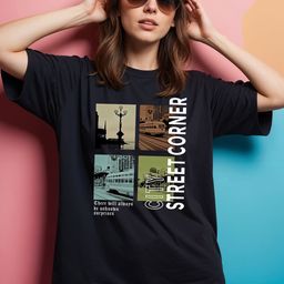 SMARTEES Graphic Printed Round Neck Drop-Shoulder Sleeves Cotton Oversized T-shirt-image-59