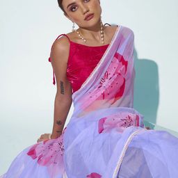Kalista Printed Floral Organza Saree-image-80