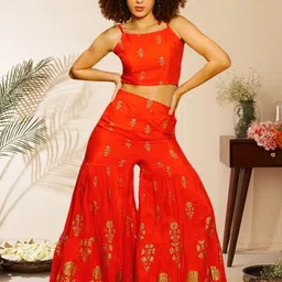 Sera Printed Strappy Crop Top With Sharara Co-Ords-image-22