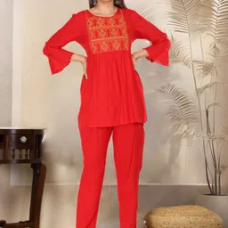 MARISY Floral Embroidered Top & Trousers-image-18