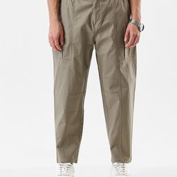 Snitch Men Olive Mid-Rise Relaxed Fit Trouser-image-86