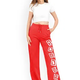 TQH Women Typography Printed Comfort Baggy Fit Mid-Rise Trousers-picture-39