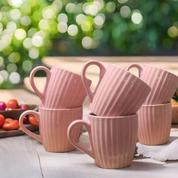The Decor Lane Pink 6 Pieces Textured Ceramic Cups 280ml-image-86