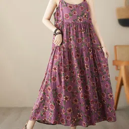 JC Mode Floral Printed Sleeveless Empire Midi Dress-image-13
