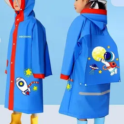 Little Surprise Box LLP Kids Bordered Cobalt Space Theme Long Style Raincoat-image-40