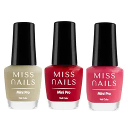 MISS NAILS Set Of 3 Mini Pro Nail Polish- 10 ml Each- Combo 68-13