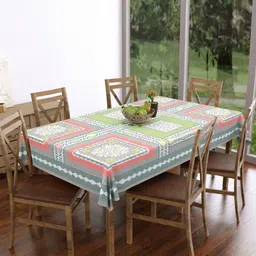 Texstylers Multicoloured Geometric Printed Anti-Slip Cotton 6-Seater Table Cover-9